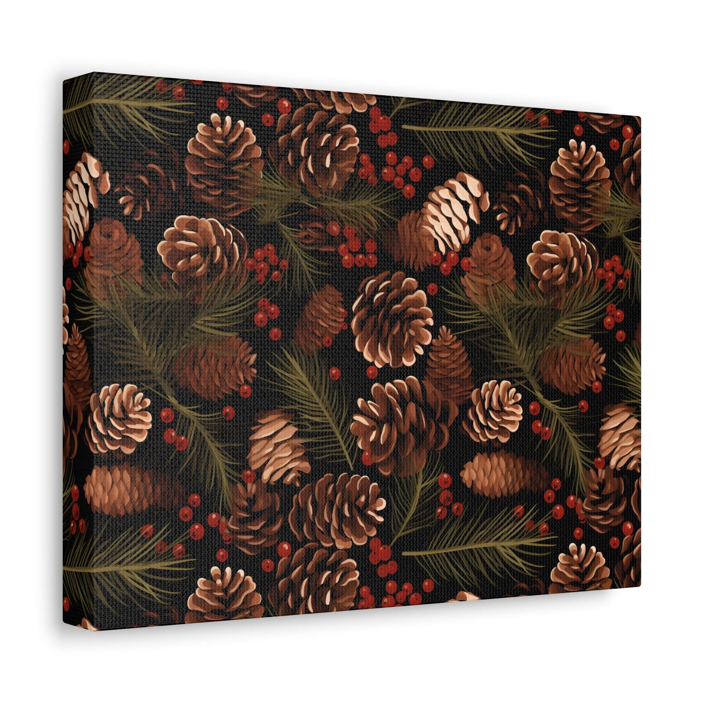 Winter Berries - Pinecone Profusion - Wall Art Canvas - Pattern Symphony