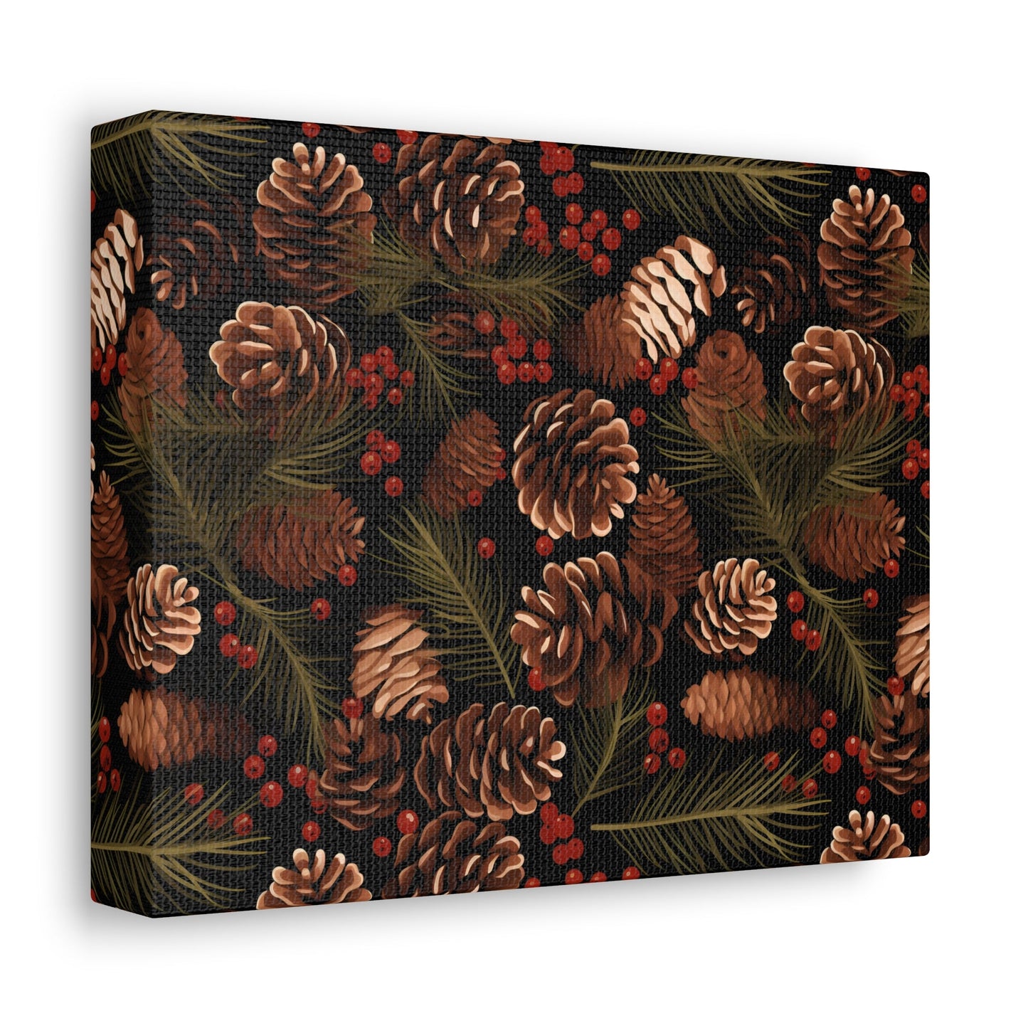 Winter Berries - Pinecone Profusion - Wall Art Canvas - Pattern Symphony