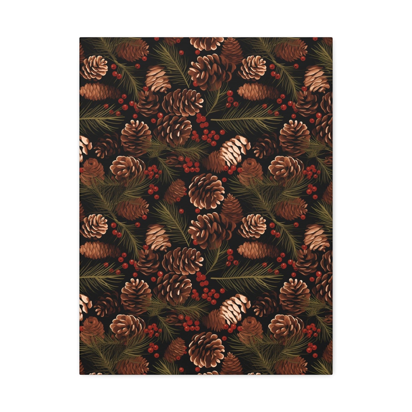 Winter Berries - Pinecone Profusion - Wall Art Canvas - Pattern Symphony