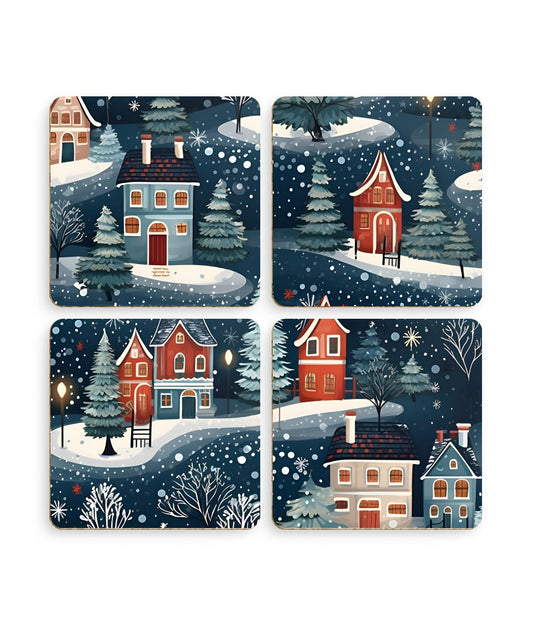 Wintertide Glow - Urban Elegance - Pack of 4 Coasters - Pattern Symphony